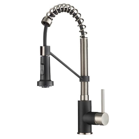 Daniel Kraus Kraus KPF-1610SFSMB 18 in. Spot Free Bolden Commercial Kitchen Faucet with Dual Function Pull-Down Sprayhead in All-Brite - Stainless Steel & Matte Black Finish KPF-1610SFSMB
